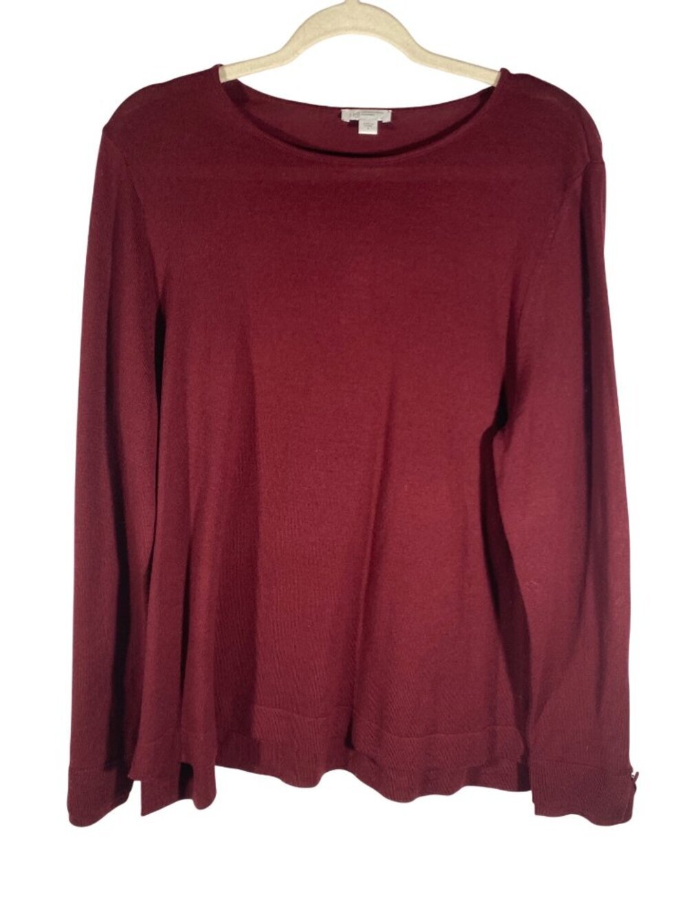 J.Jill Merino Wool wine Red jewel toned Long-Sleeve Sweater Size L